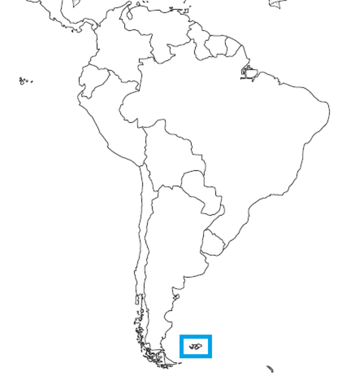 <p>islas cerca de Argentina en el Océano Atlantico. Hay un debate si son de Argentina o si son del Reino Unido (United Kingdom).</p>