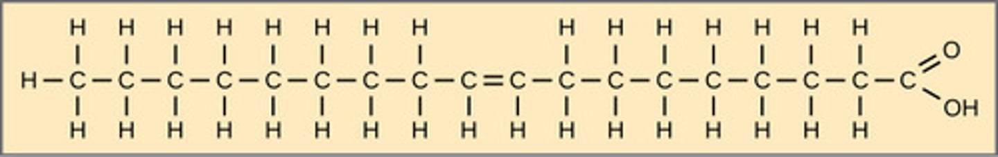 <p>unsaturated</p><p>(Note: are better for</p><p>health since chains</p><p>stack less densely;</p><p>can be cis or trans)</p>
