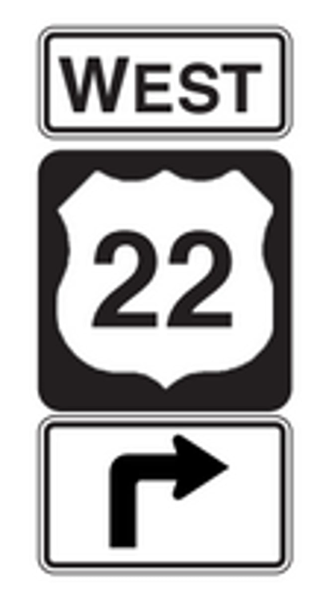 <p>This route marker sign indicates...</p>