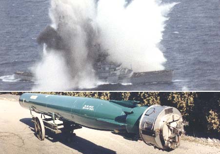 <p>Principal Anti-sub and Anti-ship heavyweight torpedo. Acoustic-homing, uses SONAR to search and destroy. ADCAP improves speed and accuracy, more sophisticated SONAR, increased range.</p><p>1 MK-48 can sink most of the world&apos;s warships.</p><p>Designed to detonate below a ship, creating steam void to break the ship&apos;s keel (keel cracks because of lack of water beneath). Sinks ship VERY quickly.</p><p>Pre-programmed search routine or guided by a guidance wire from the submarine.</p><p>Target may be unaware of ADCAP until moments before it detonates.</p>