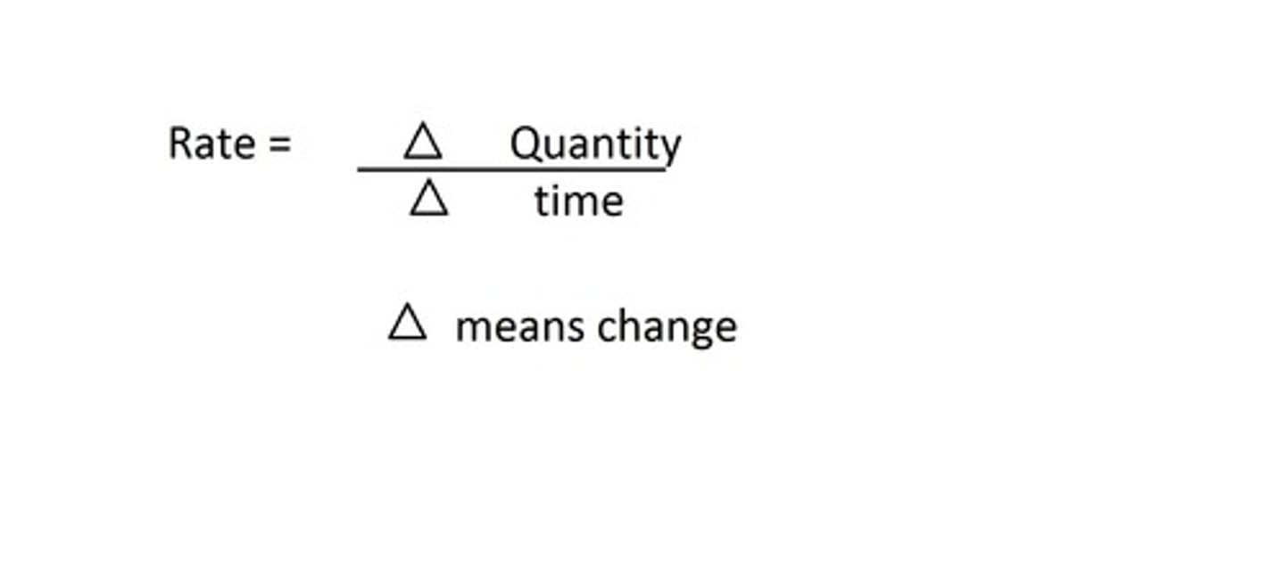 <p>Rate = 1000/time</p><p>Rate of reaction=change/time</p>