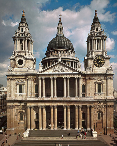 <p>Genre: Painting</p><p>Saint Paul&apos;s Cathedral</p><p>Date: 1708</p><p>a cathedral in central London, which is the largest Protestant church in the UK and one of the best-known buildings in London. ... A previous cathedral in the same place was destroyed in the Great Fire of London (1666).</p>