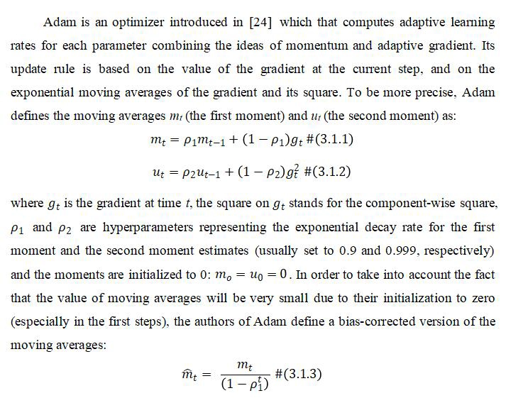 <p>The intuition behind the Adam is that we don’t want to roll so fast just because we can jump over the minimum, we want to decrease the velocity a little bit for a careful search.</p><p>Adam tends to converge faster, while SGD often converges to more optimal solutions. SGD’s high variance disadvantages gets rectified by Adam (as advantage for Adam).</p><p>To summarize, Adam definitely converges rapidly to a “sharp minima” whereas SGD is computationally heavy, converges to a “flat minima” but performs well on the test data.</p><p>Adam is useful when the computation time of SGD is unfeasible (or very expensive). Moreover, it is usually applied in transformer</p>