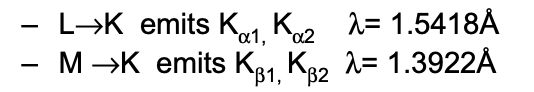 <p>what gives rise to the different types of K radiation? </p>