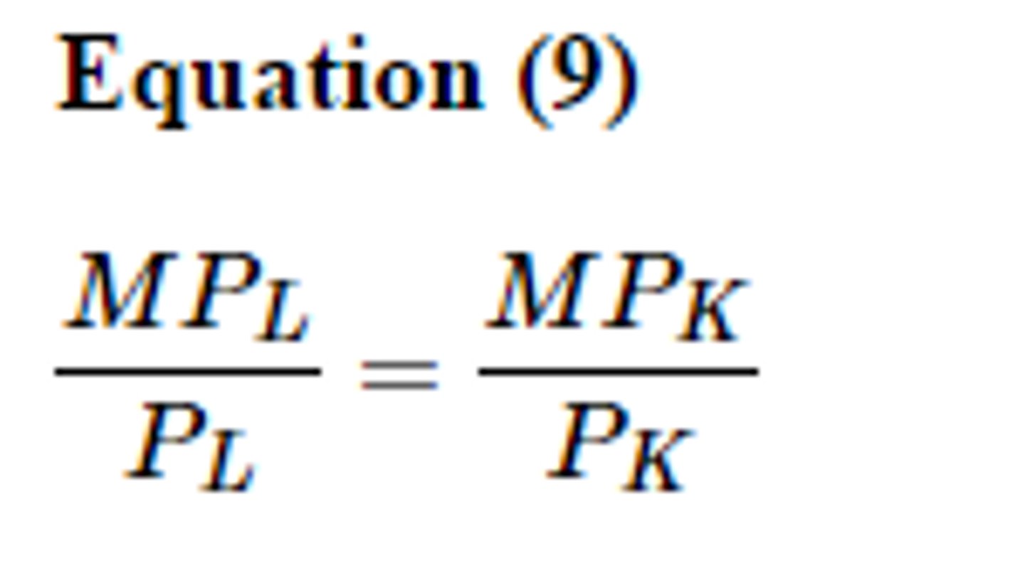 <p>need marginal product per dollar for each resource at each output quantity</p>