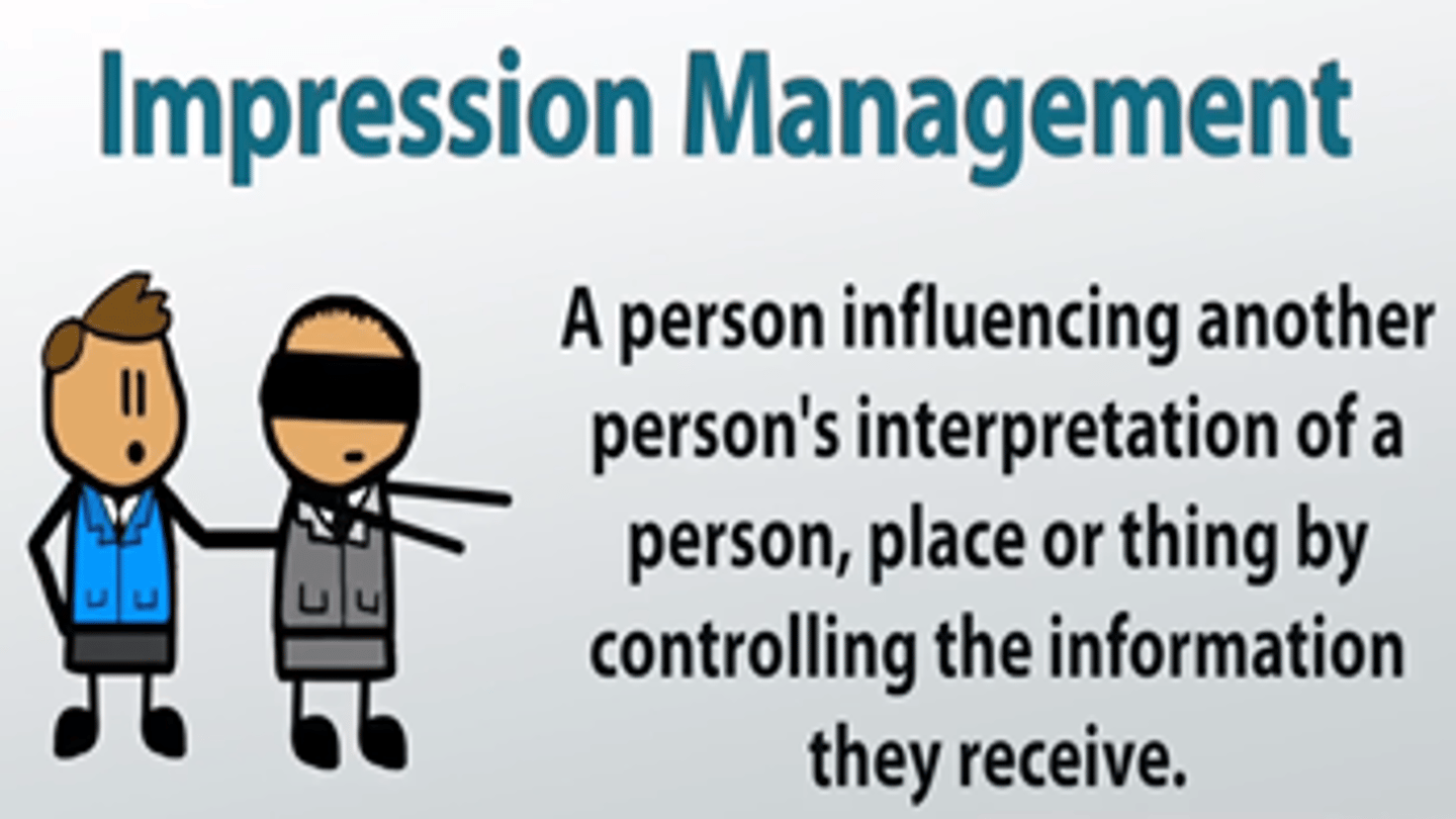 <p>(D) Others see us</p><p>Impression Management describes how we try to manage the way that others see us.</p>