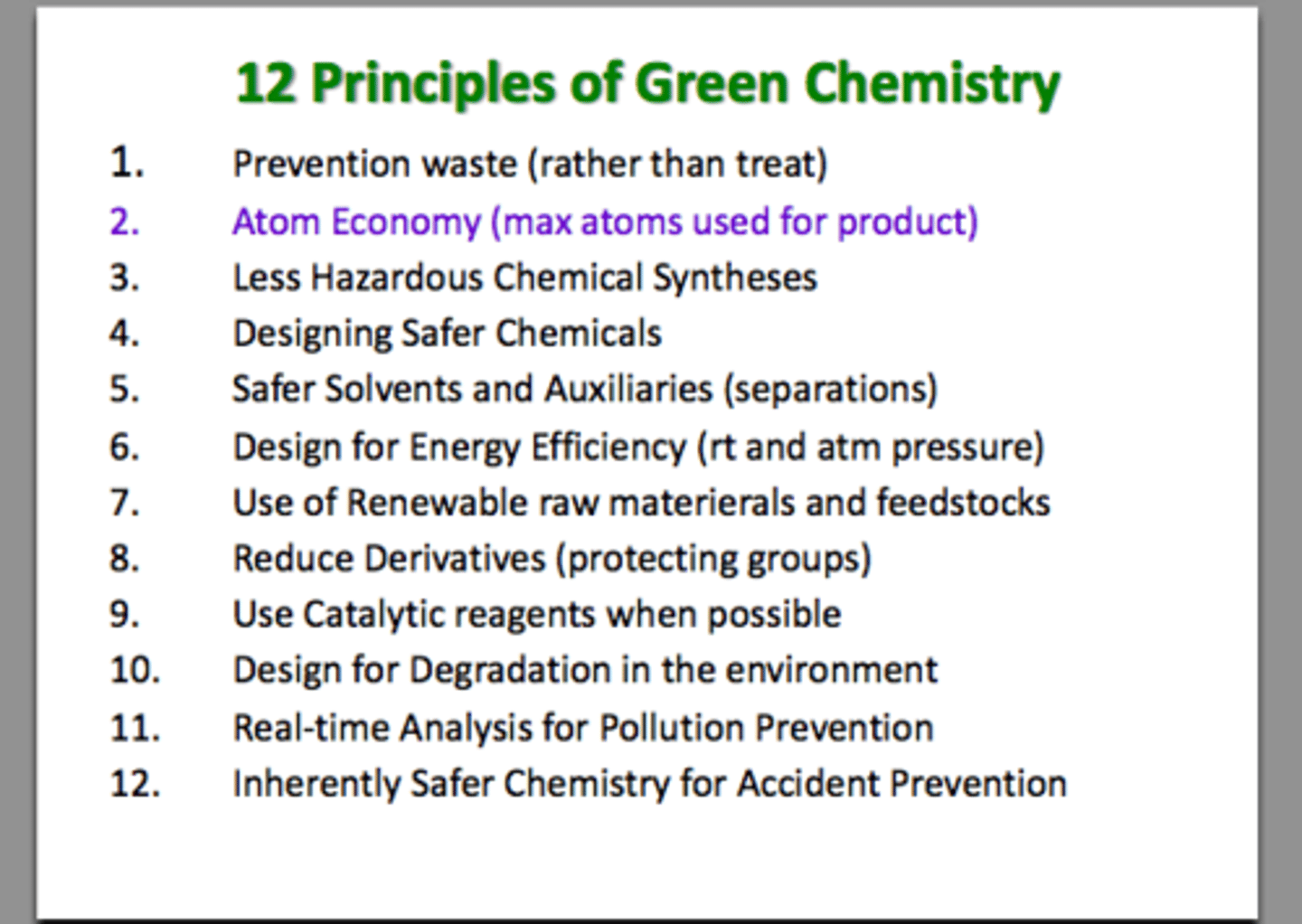 <p>chemistry with a focus of efficiency, to reduce waste, to be environmentally friendly.</p>
