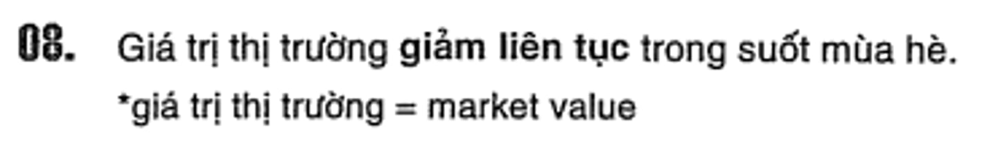 <p>the market value continued to fall steadily throughout the summer.</p>