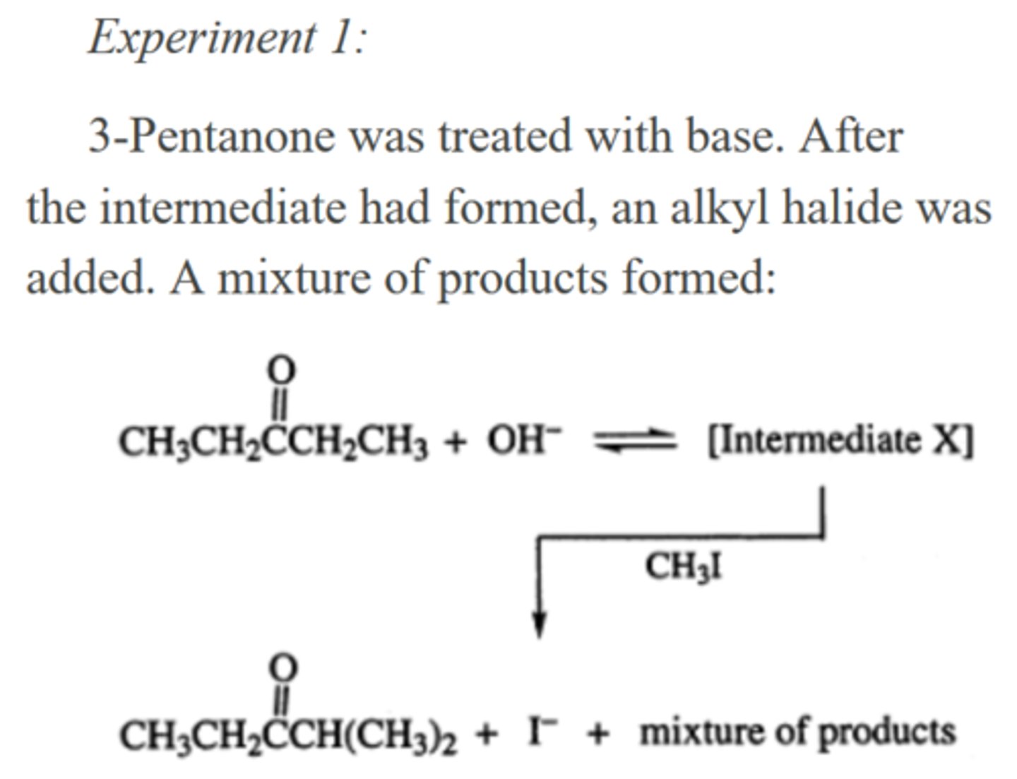 <p>Intermediate X formed in Experiment 1 is:</p><p>A. an alcohol.</p><p>B. an alkene.</p><p>C. resonance stabilized. D. a carbocation.</p>