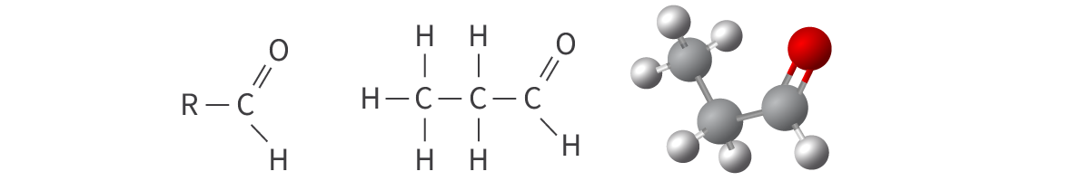 <ul><li><p>carbonyl functional group: <strong>carbon </strong>atom bonded to an <strong>oxygen</strong> atom</p></li><li><p>double bond</p></li><li><p>carbonyl group in <strong>terminal position</strong></p></li></ul><p>Bond: C=O at terminal</p><p></p>