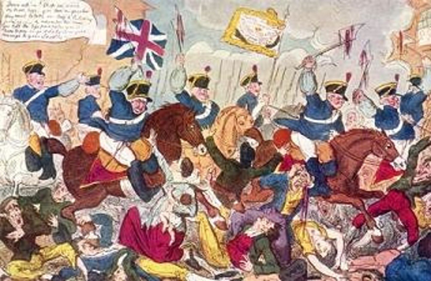 <p>The name given for mass protests in England by the poor that were brutally put down and would see 11 deaths. The government would seek to limit the way the poor could protest and gather in large groups.</p>