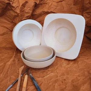 <ul><li><p>Jigs</p></li><li><p>Mixture of manual CAD/CAM machines</p></li><li><p>For example, slipcasting can be used to make bowls</p></li></ul><p></p>