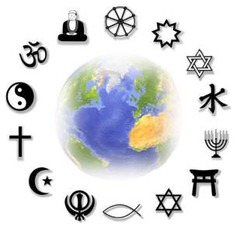 <p>a blending of beliefs and practices from different religions into one faith</p>