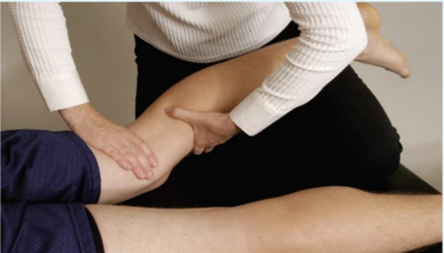 <p>- PCL</p><p>Procedure:</p><p>- The patient lies prone with the knee flexed to 30°, and the examiner grasps the tibia with one hand while fixing the femur with the other hand. The examiner then pulls the tibia up (posteriorly), noting the amount of movement and the quality of the end feel.</p>
