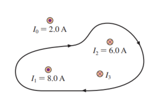 <p><span><span>The value of the line integral of </span></span><span style="line-height: normal;"><span>B ⋅ds around the closed path in </span></span><span>(</span><span><u><span>Figure 1</span></u></span><span>)</span> <span><span>is </span></span>8.77×10<sup>−6</sup> <span style="line-height: normal;"><span>Tm</span></span>. <span><span>What is </span></span><span style="line-height: normal;"><span>I</span><sub><span>3</span></sub></span>?</p>