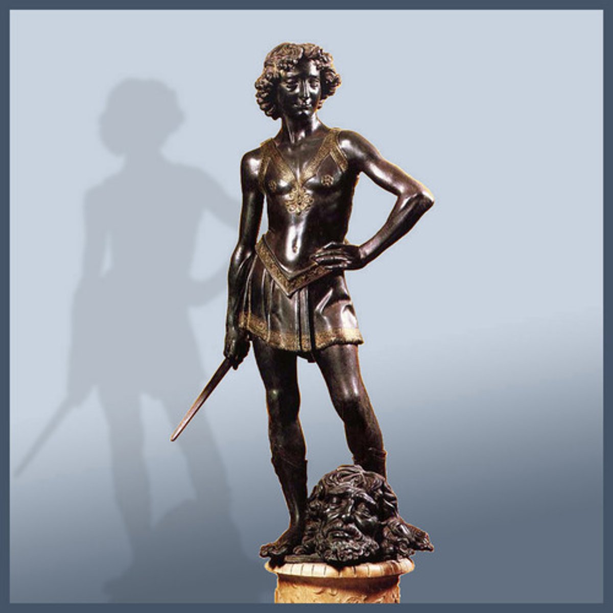 <p>1465-1470. Bronze. Museo del Bargello, Florence</p><p>Subject: David after defeating Goliath </p><p>- Made for the Medici courtyard in addition to Donatello's David.</p>