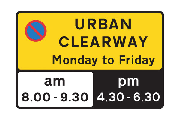 <p><span>a designated section of a road in a city where stopping and parking are prohibited during specific times, typically during peak hours</span></p>