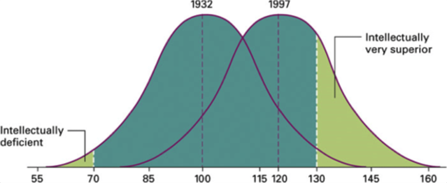 <p>The rise in average IQ scores that has occurred over the decades in many nations</p>