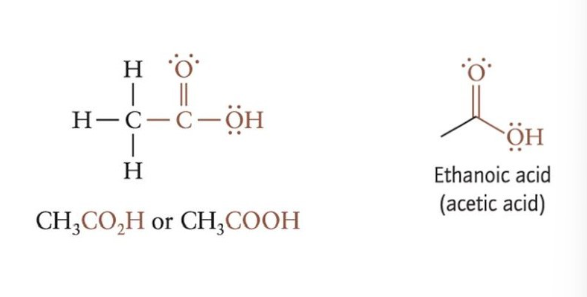 <p>carbonyl attached to R and -OH</p><ul><li><p>COOH</p></li></ul>