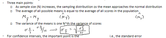 <p>describes the sampling distribution of the mean, distribution of sample means</p>