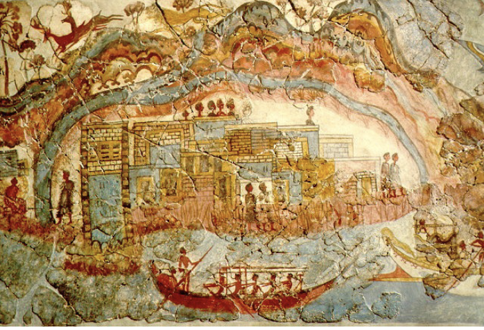 <p><span style="background-color: transparent; font-family: "EB Garamond", serif;"><span> Another Minoan fresco with peaceful scenes, ships to remind Minoans were powerful traders, bright colors</span></span></p>