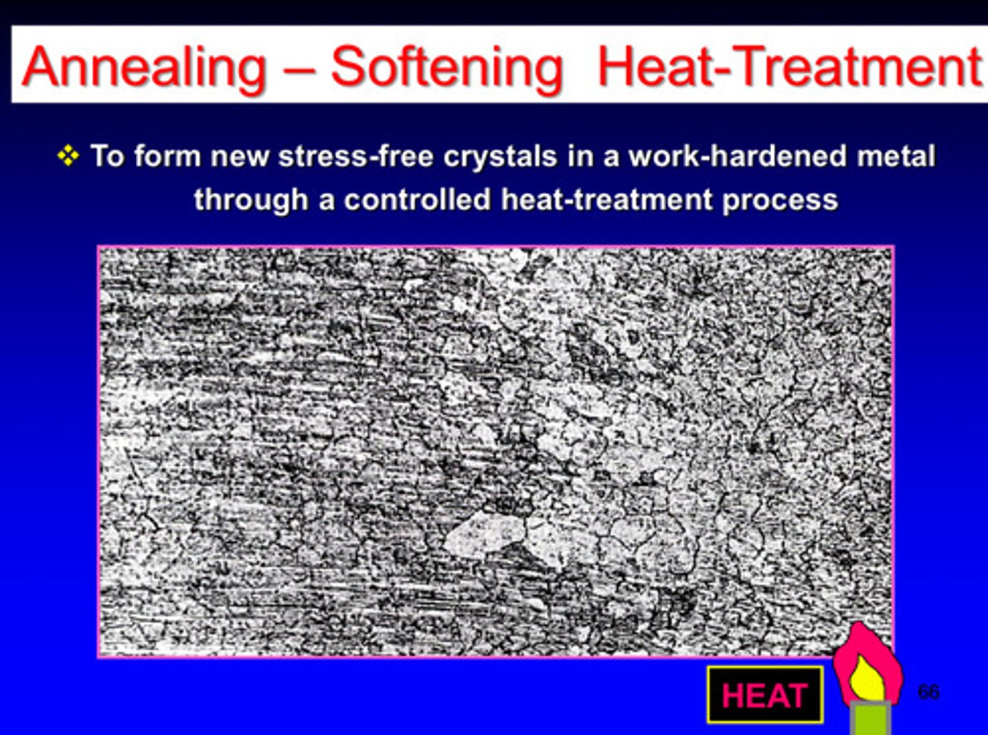 <p>to form new stress-free crystals in a work-hardened metal through a controlled heat-treatment process</p>