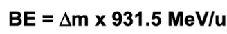 <ul><li><p>the total mass of a nucleus is always less than the mass of protons and neutrons in it</p></li><li><p>this mass difference is a measure of the BE that holds the nucleus together</p></li></ul><p></p>