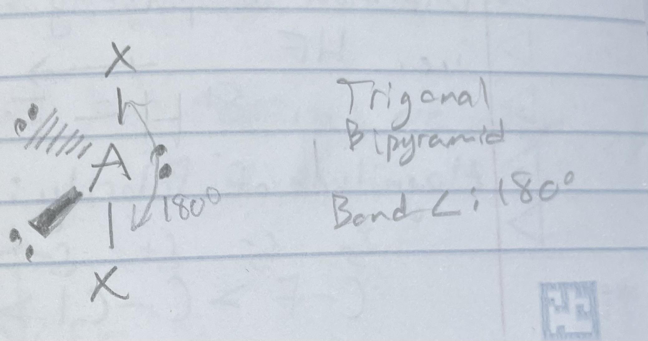 <p>Trigonal bipyramidal</p><p>Angle: 180</p>