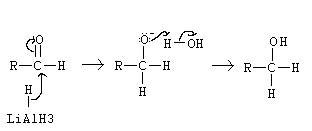 <p>Name of mechanism: Nucleophilic addition</p><p>Reagents: NaBH<sub>4</sub></p><p>Conditions: Aqueous solution </p>