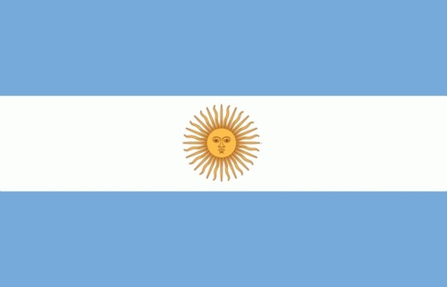 <p>Es azul y blanca con un sol en el centro</p>