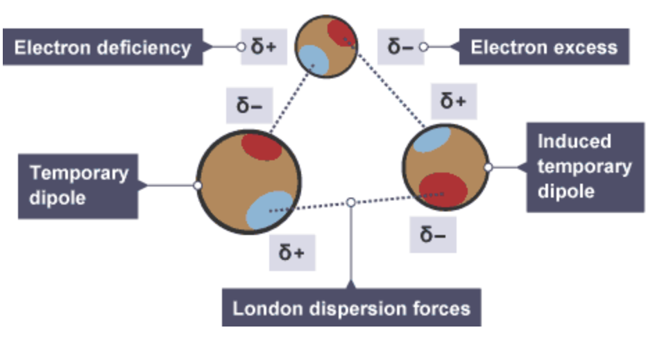 <p><span>London dispersion forces are forces of attraction that can operate between all atoms and molecules and they are formed as a result of electrostatic attraction between temporary dipoles and induced dipoles caused by movement of electrons in atoms and molecules </span></p>