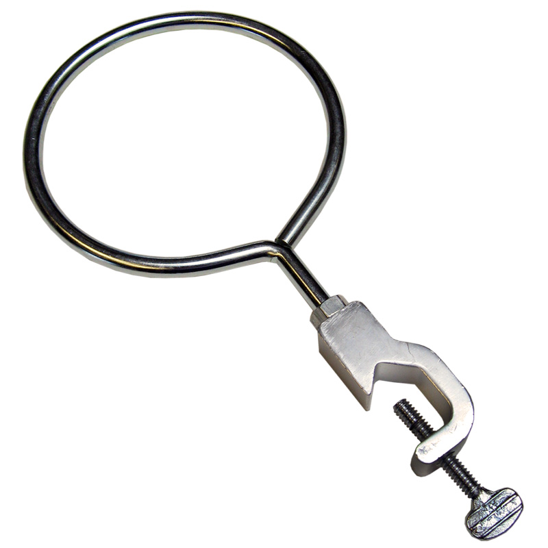 <p>Used to support glassware, such as funnels or flasks, by attaching to a stand during experiments.</p>