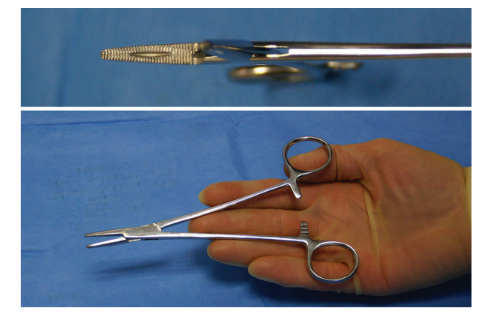 <p>Nickname: Large NH</p><p>Use: Holds large needles for thick, dense tissue </p><p>Features: Heavy, tapered, cross serrated with fenestrated window - jaws</p>