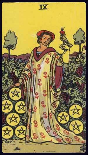 <p>NINE OF PENTACLES</p>