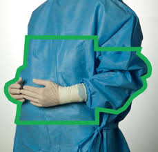 <p>Which part of the gown is considered sterile?</p>