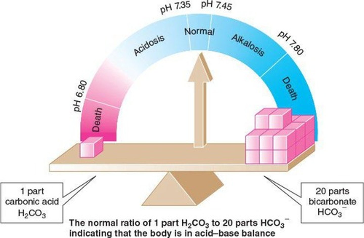 <p>Abnormally low blood pH.</p>