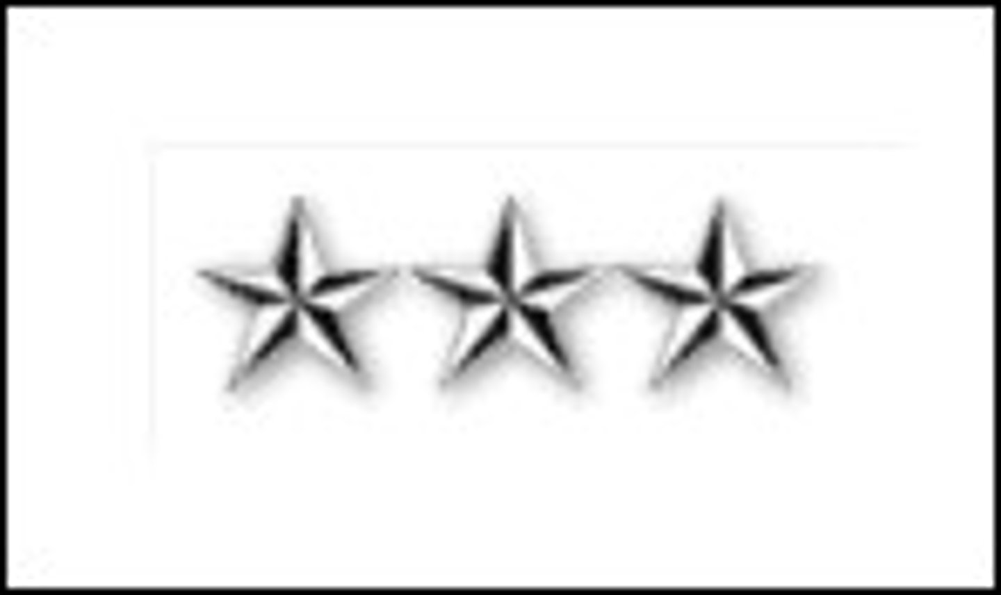 <p>O-9 Three silver stars (AF, Army, Marines)</p>