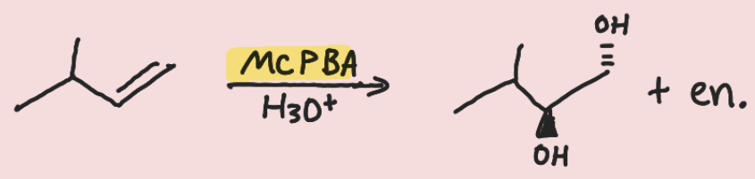 <p>2 OHs added, anti addition (one wedge, one dash)</p>