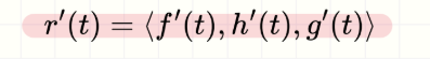 <p>Es el vector tangente a la curva. Representa la dirección y velocidad con la que una partícula se mueve sobre la curva. </p>