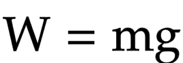 <p>Weight = mass * gravity</p>