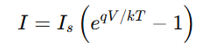 <p>where:</p><ul><li><p>I_s<span style="font-family: Arial, sans-serif">​</span> = Reverse saturation current</p></li><li><p>q = Electron charge</p></li><li><p>V = Applied voltage</p></li><li><p><strong>Current increases exponentially with V.</strong></p></li></ul><p></p>