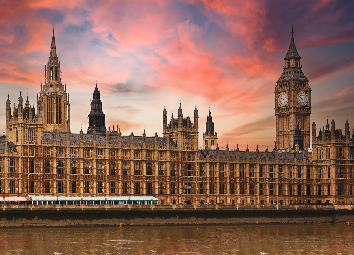<p>Gothic revival architecture; the meeting place of two houses of the parliament of the United Kingdom. House of the lords and house of the commons. By Sir Charles Barry and Augustus Pugin</p>
