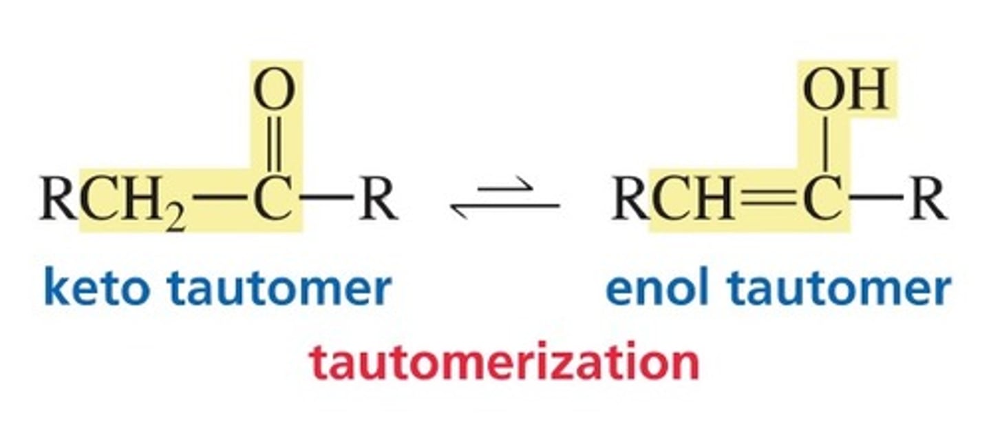 <p>- Two isomers, which differ in the placement of a proton and the double bond</p>
