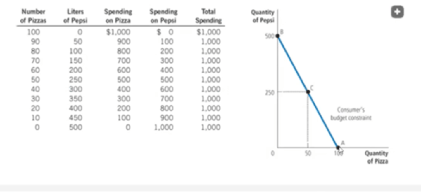 <p>The maximum amount of income the consumer can spend.</p>