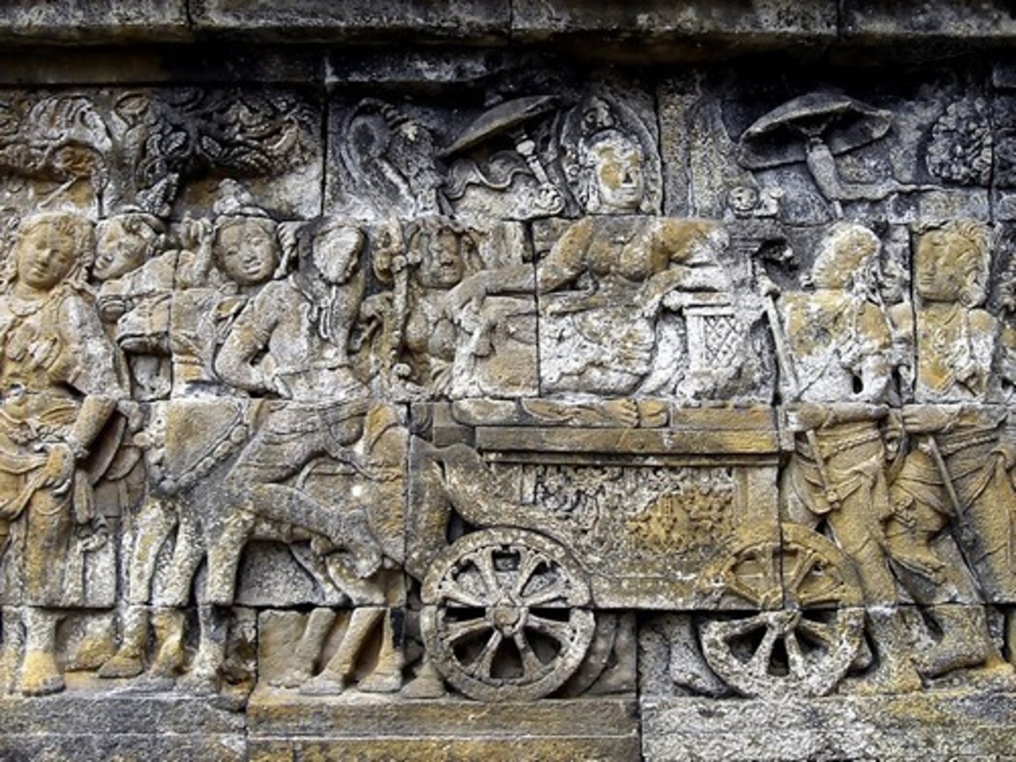 <p>Queen Maya Riding a Horse Carriage Retreating to Lumbini to Give Birth to Prince Siddhartha Gautama (from Borobudur Temple)</p>