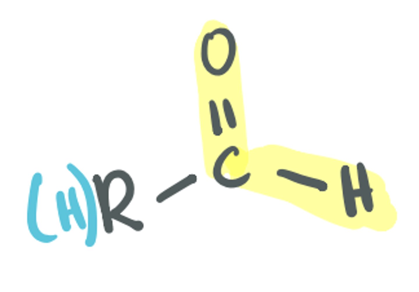 <p>The C=O is called a carbonyl; there MUST be at least one H bonded to the C of the C=O</p>