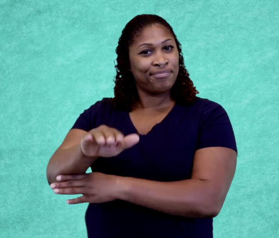 <p>Bounce left hand up and down while right arm sits under</p>