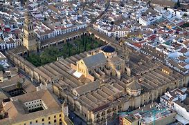  Moorish culture: Muslim rule over Spain (Al-Andalus in Arabic)
o Cordoban Caliphate began with exiles from the previous caliphate (Umayyads)
o Established by Abd al-Rahman I who ran away to Spain and established control 
over Iberia
o He sponsored elaborate building programs
o Became the center of a brilliant Golden Age for Islam
 One of the oldest structures still standing when the Muslims ruled Al-Andalus
 There was originally a temple to the Roman god Janus on this site
o It was converted into a church by Visogoths in 572 CE
o It was then made into a mosque 
o Then, it was totally rebuilt by the Cordoban Caliphate 
o Was later made into a Gothic church – buttresses and pointed vaults added
 Nave was eventually inserted/constructed in the Renaissance style
o Still a Catholic church to this day
 Beginning in early 2000s, Muslims petitioned the Church to allow them to 
worship here; they have been consistently denied