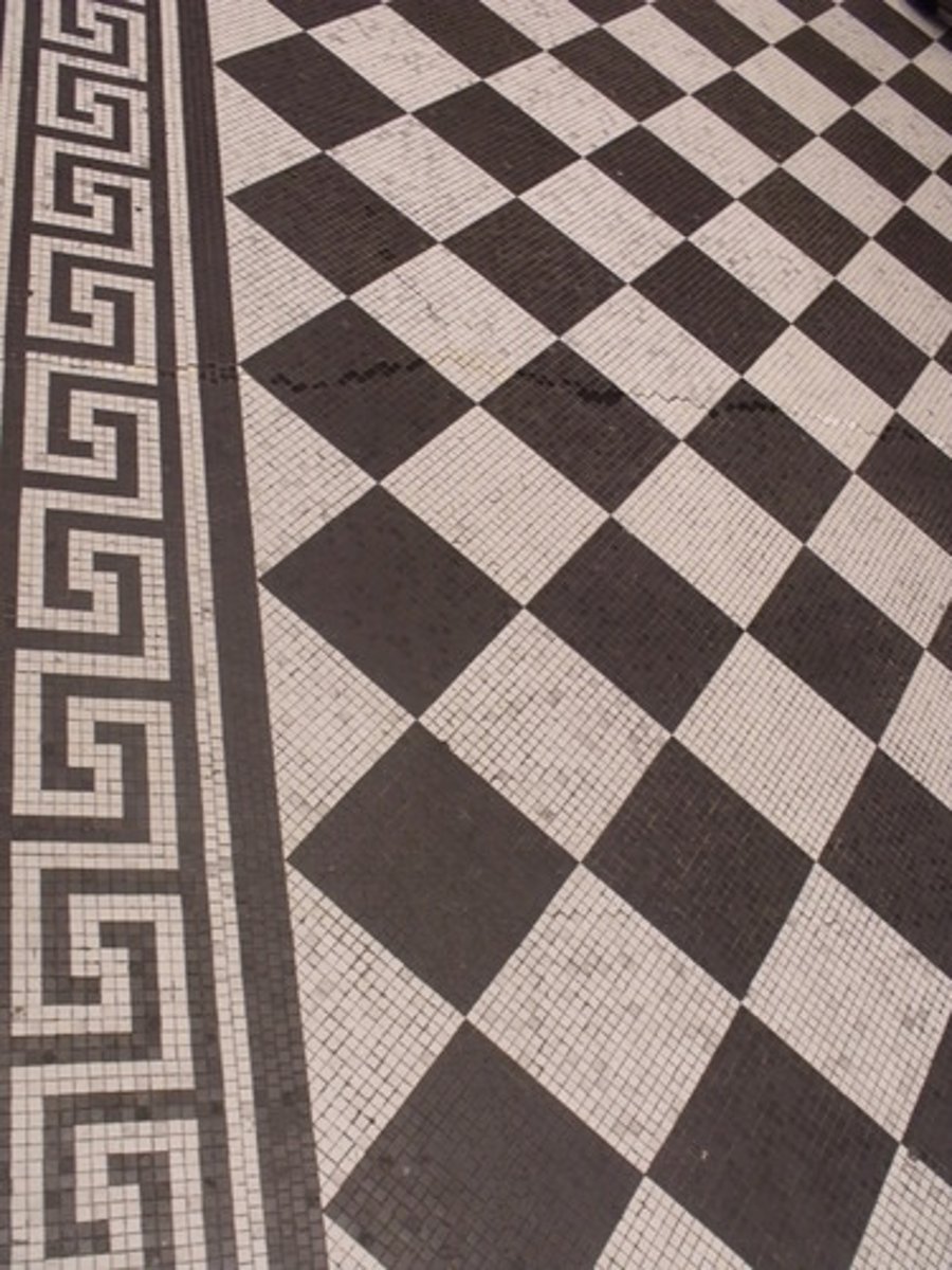 <p>contrasting colors, avoid patterned floors</p>