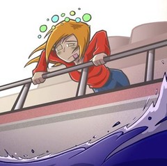 <p>to get seasick, to become dizzy</p>